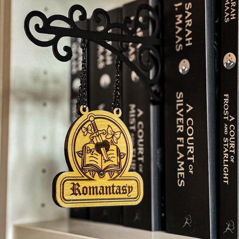 Book Nook Tavern Signs Genre Shelf Labels with Hanging Brackets