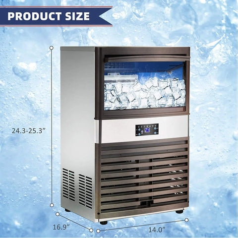 YUTGMasst Commercial Ice �� 110LBS/24H Stainless Steel Free-Standing Ice Machine Maker Air Cooling Ice