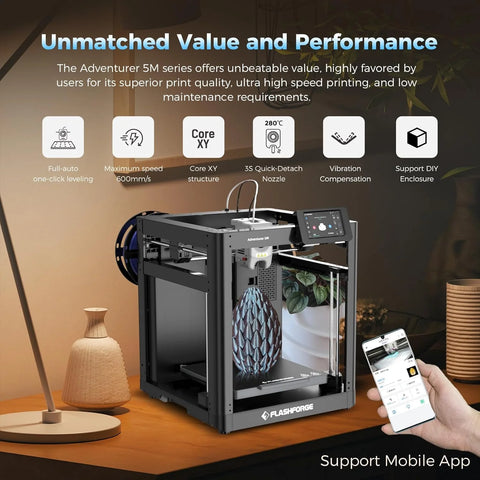 Adventurer 5M 3D Printer with Auto Leveling & High Speed