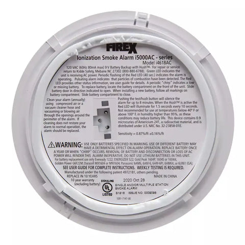 Pack Hardwired Smoke Alarm with Ionization Sensor, 120V AC, 9V Battery Backup
