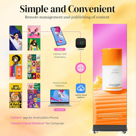 80" P1.86 Flexible Spliceable LED Poster Display – USB Plug-and-Play, Mobile & PC Remote Control, Digital Signage Advertising Screen (Silver, 1-Pack)