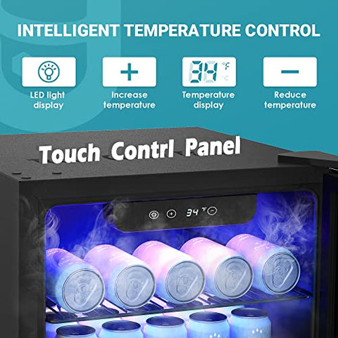 EUHOMY Beverage Refrigerator, 126 Can Mini fridge with Glass Door