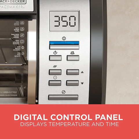 BLACK+DECKER SpaceMaker Under-Counter Toaster Oven, Digital Controls, Black/Stainless Steel, Fits 9�测�� Pizza, TROS1000D
