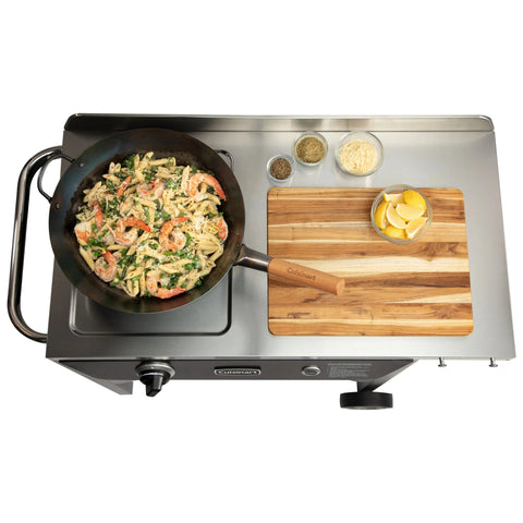 Cuisinart 锟斤拷 Outdoor Wok Station, 50,000 BTU Propane Outdoor Wok Burner w Prep Table, 14锟芥�锟斤拷 Carbon Steel Wok for Stir Fry, Searing, BBQ 锟斤拷 Black