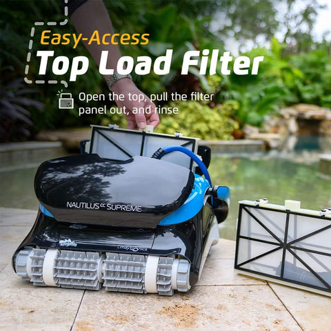 Dolphin Nautilus CC Plus Wi-Fi Automatic Robotic Pool Vacuum Cleaner, Always Cleaning, Never Charging, with Wall Climbing Scrubber Brush, Ideal for In-Ground Pools up to 50 FT in Length