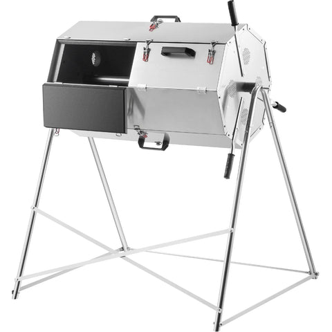 Premium 33 Gallon Steel Outdoor Compost Tumbler Bin With Dual-Chamber