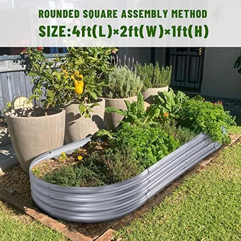2Pcs Galvanized Raised Garden Bed Kit, 10×4×1ft Galvanized Planter Raised Garden Boxes Outdoor, Oval Large Metal Raised Garden Beds for Vegetables…………