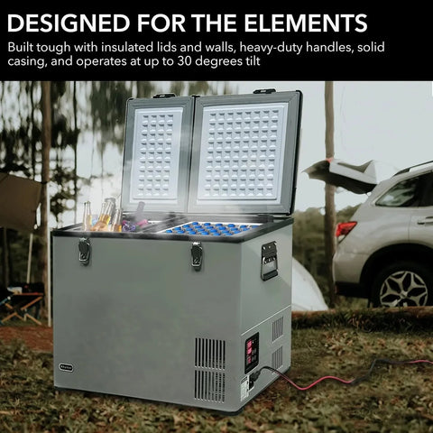 FM-65G 65 Quart Portable Refrigerator and Deep, AC 110V/ DC 12V, Real Chest Freezer for Car, Home, Camping, and RV with-8掳F to 50掳F Temperature Range, Gray, One Size
