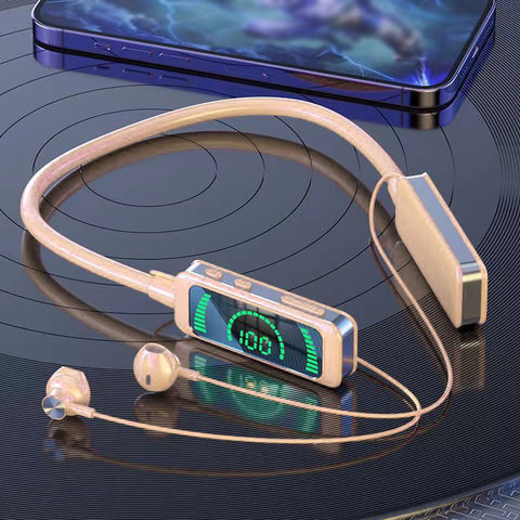 HiFi Digital Display Sports Neckband Bluetooth Headphones