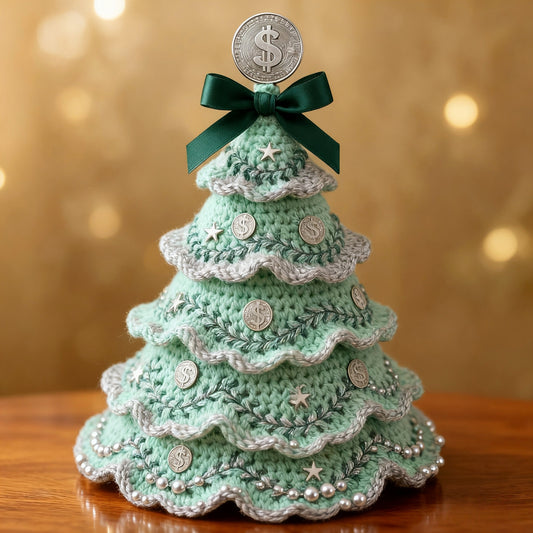 Handmade Money Crochet Christmas Tree Ornament