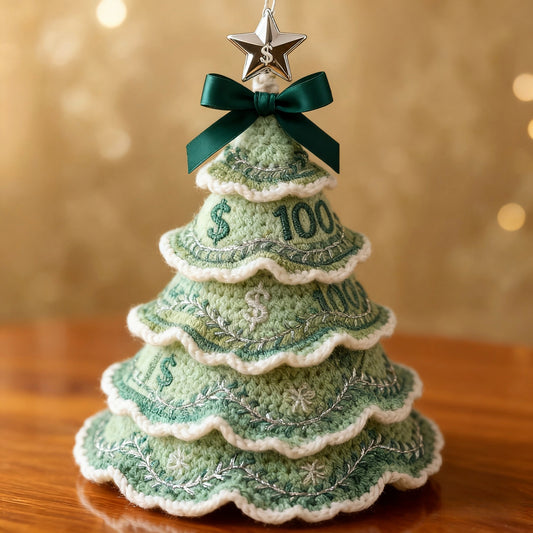 Handmade Money Crochet Christmas Tree Ornament