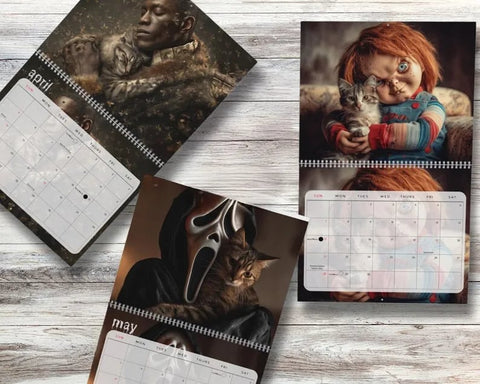 2026 Halloween Horror Movie and Cats Wall Calendar