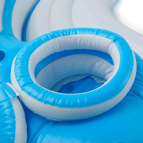 56299EP 145 x 125 x 20 Inch Splash N Chill Inflatable Lake and Pool Relaxation Island Lounger Seat for up to 7 Adults, Blue and White