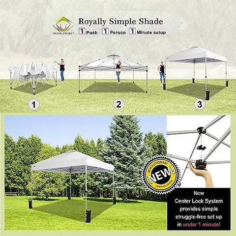 Crown Shades 10*10 Pop up Canopy Outside Canopy, Patented One Push Tent Canopy with Wheeled Carry Bag