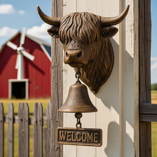 Highland Cow Welcome Bell