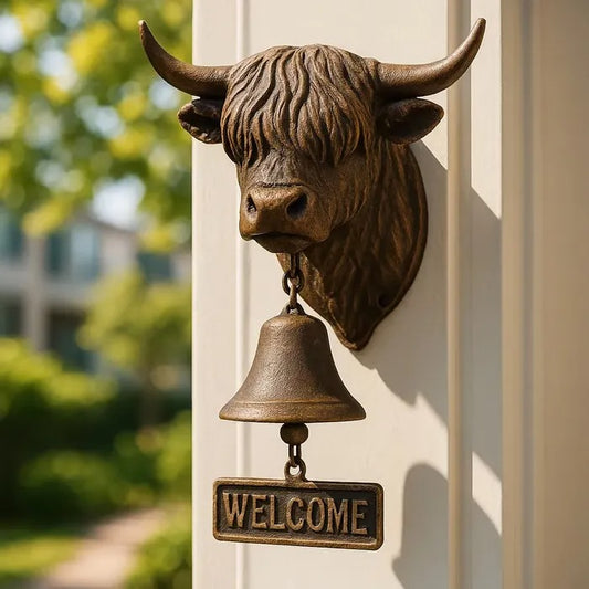 Highland Cow Welcome Bell