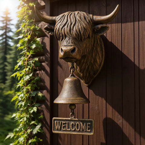 Highland Cow Welcome Bell