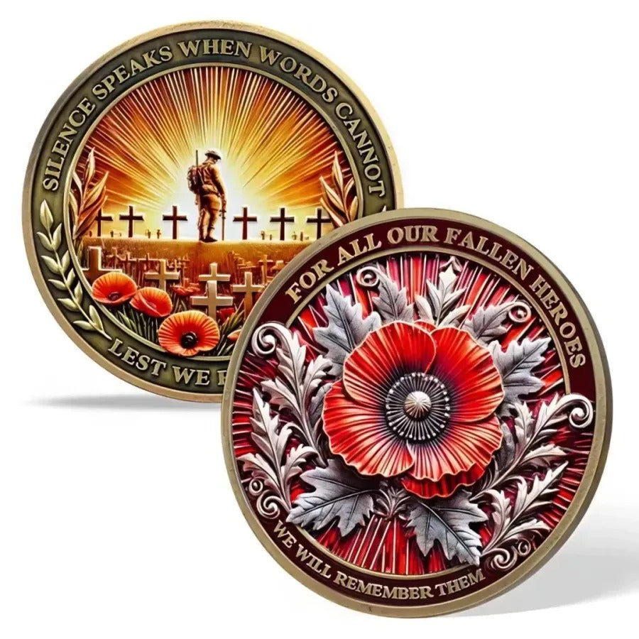 Poppy Remembrance Military Challenge Coin