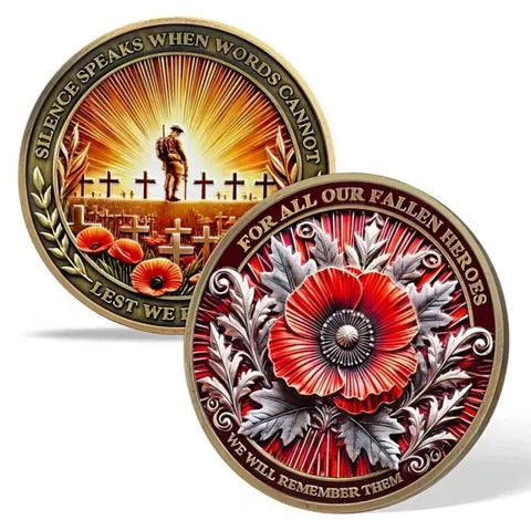 Poppy Remembrance Military Challenge Coin