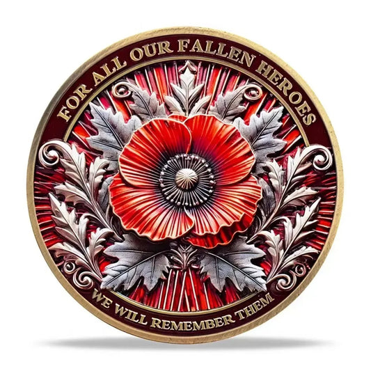 Poppy Remembrance Military Challenge Coin