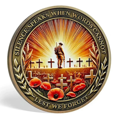 Poppy Remembrance Military Challenge Coin