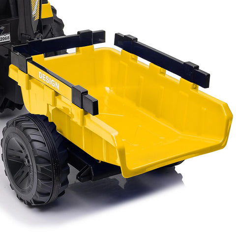 3-in-1 Ride-On Tractor, 24V Electric, Excavator & Bulldozer, Remote Control, LED, Music, USB/Bluetooth max 66 lbs �� Bright-yellow