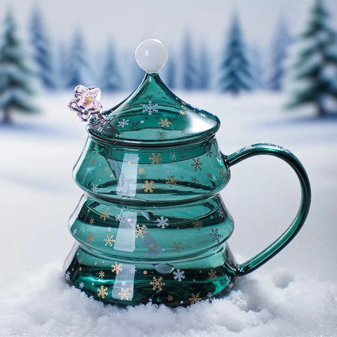 Christmas Tree Shaped Glass Mug