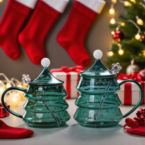 Christmas Tree Shaped Glass Mug