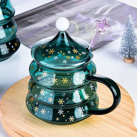 Christmas Tree Shaped Glass Mug