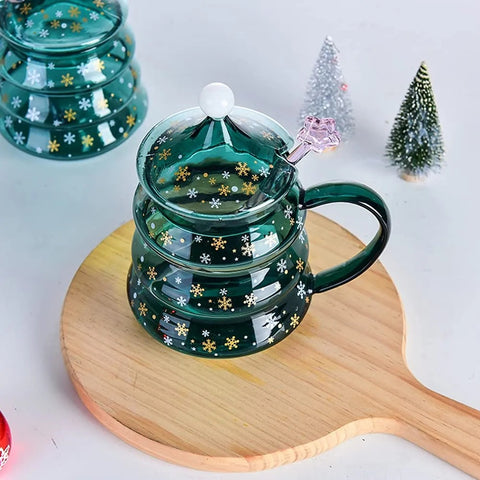 Christmas Tree Shaped Glass Mug