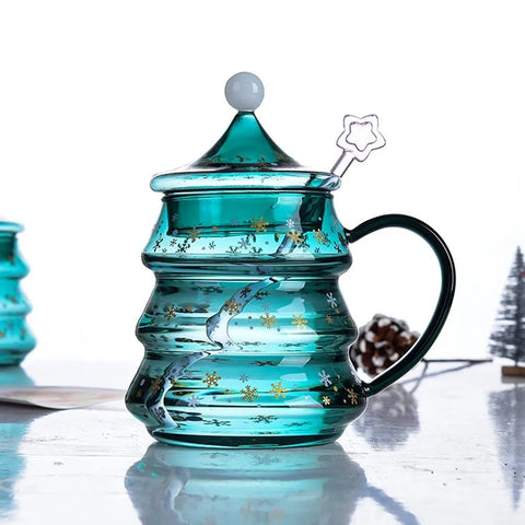 Christmas Tree Shaped Glass Mug