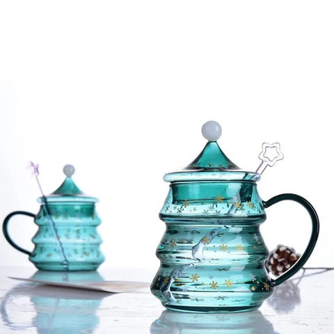 Christmas Tree Shaped Glass Mug