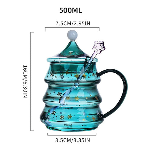 Christmas Tree Shaped Glass Mug
