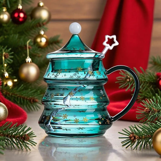 Christmas Tree Shaped Glass Mug