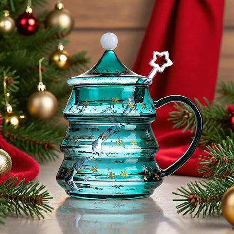 Christmas Tree Shaped Glass Mug
