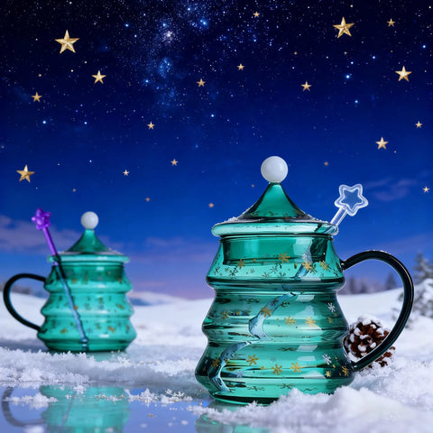 Christmas Tree Shaped Glass Mug
