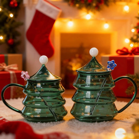 Christmas Tree Shaped Glass Mug