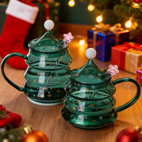 Christmas Tree Shaped Glass Mug