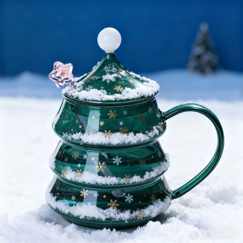 Christmas Tree Shaped Glass Mug