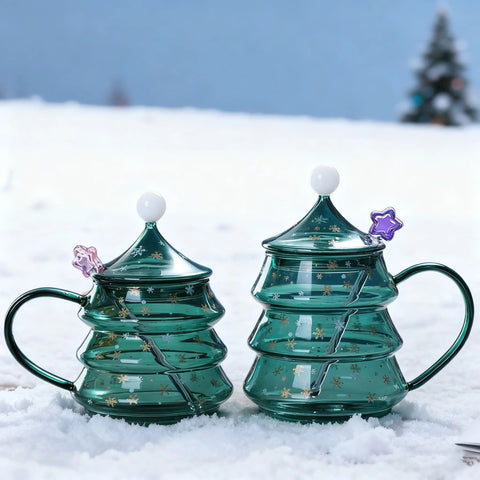 Christmas Tree Shaped Glass Mug