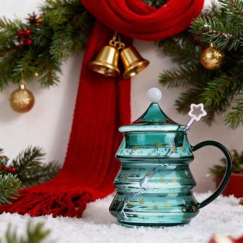 Christmas Tree Shaped Glass Mug