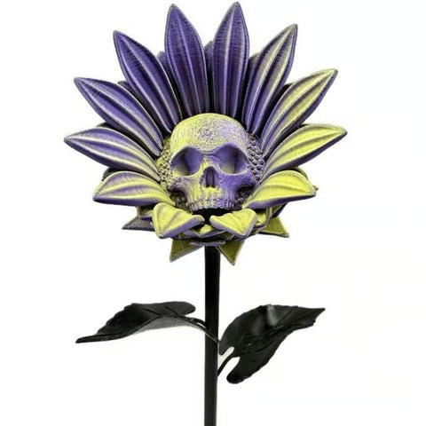 Forbidden Sunflower – Gothic Skull Bloom Decor