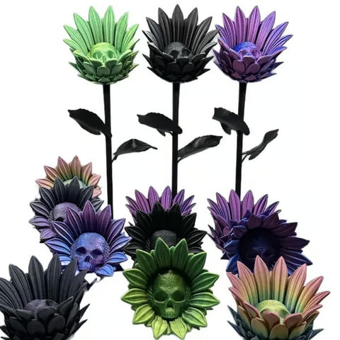 Forbidden Sunflower – Gothic Skull Bloom Decor