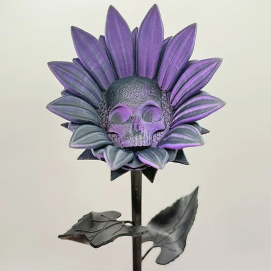 Forbidden Sunflower – Gothic Skull Bloom Decor