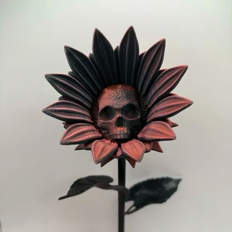 Forbidden Sunflower – Gothic Skull Bloom Decor