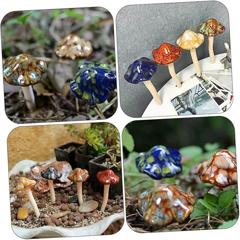 Ceramic Mushrooms Figurine Set of 4