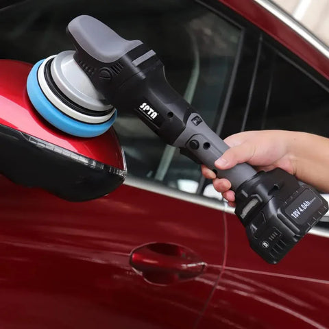 18V Cordless Car Polisher, 15mm Orbit 2000-4800 OPM Portable Buffer Polisher with 7 Variable Speed 2Pcs 4.0Ah Battery, 6 Sponge Pads,2 Wool Pad, Tool Bag for Car Polishing, Waxing