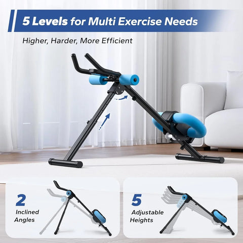 Ab Workout Equipment, Adjustable Ab Trainer Machine for Abs Workout at Home Gym, Foldable, Knee Protection, Abdominal Trainer for Stomach Workout