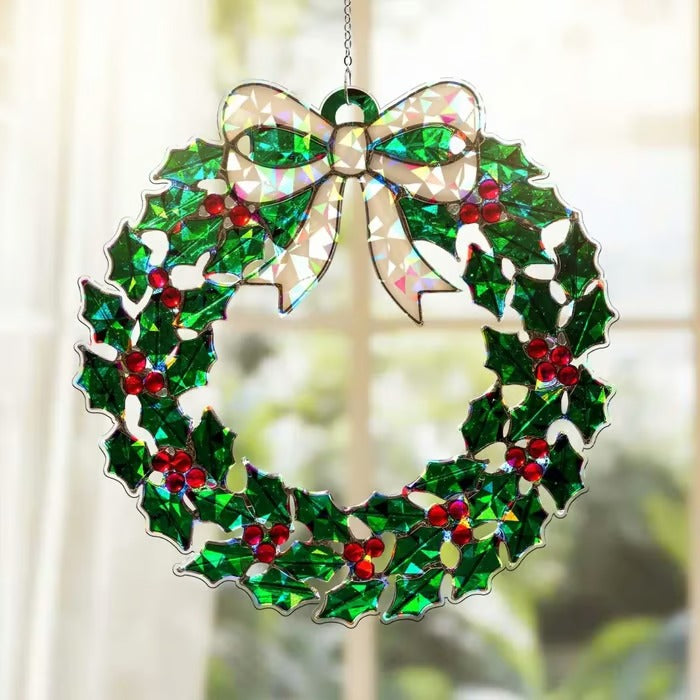 HandcraftedHolly Stained-Glass Wreath Ornament