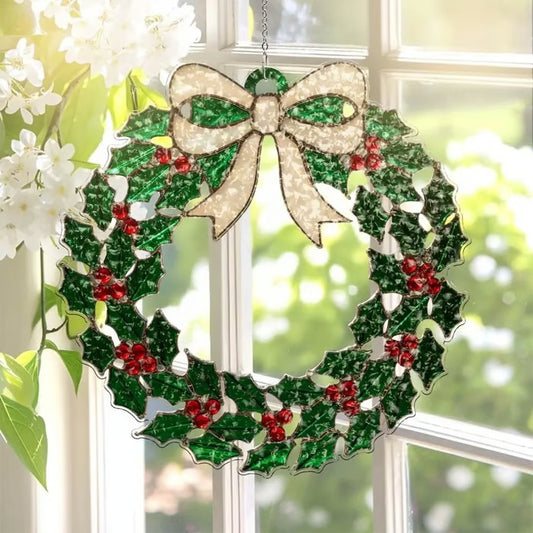 HandcraftedHolly Stained-Glass Wreath Ornament
